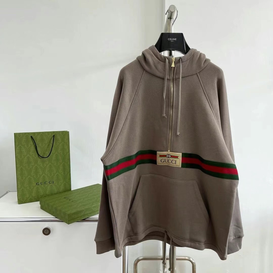  [GUCCI] 구찌 웹 스트라이프 아노락 스웨트 셔츠 후드 티셔츠 644656 XJC3W