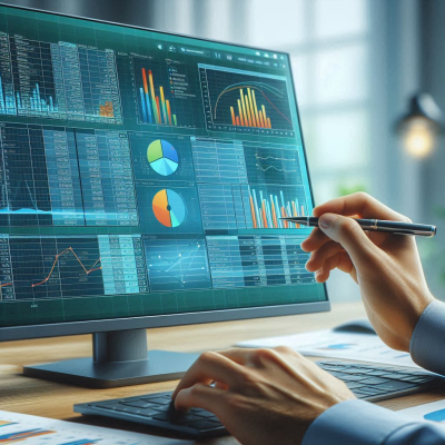 여러 데이터 세트를 비교하는 그래프 화면, 분석 작업 중.