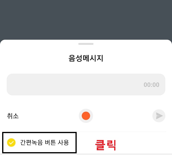 간편녹음 버튼사용에 체크함