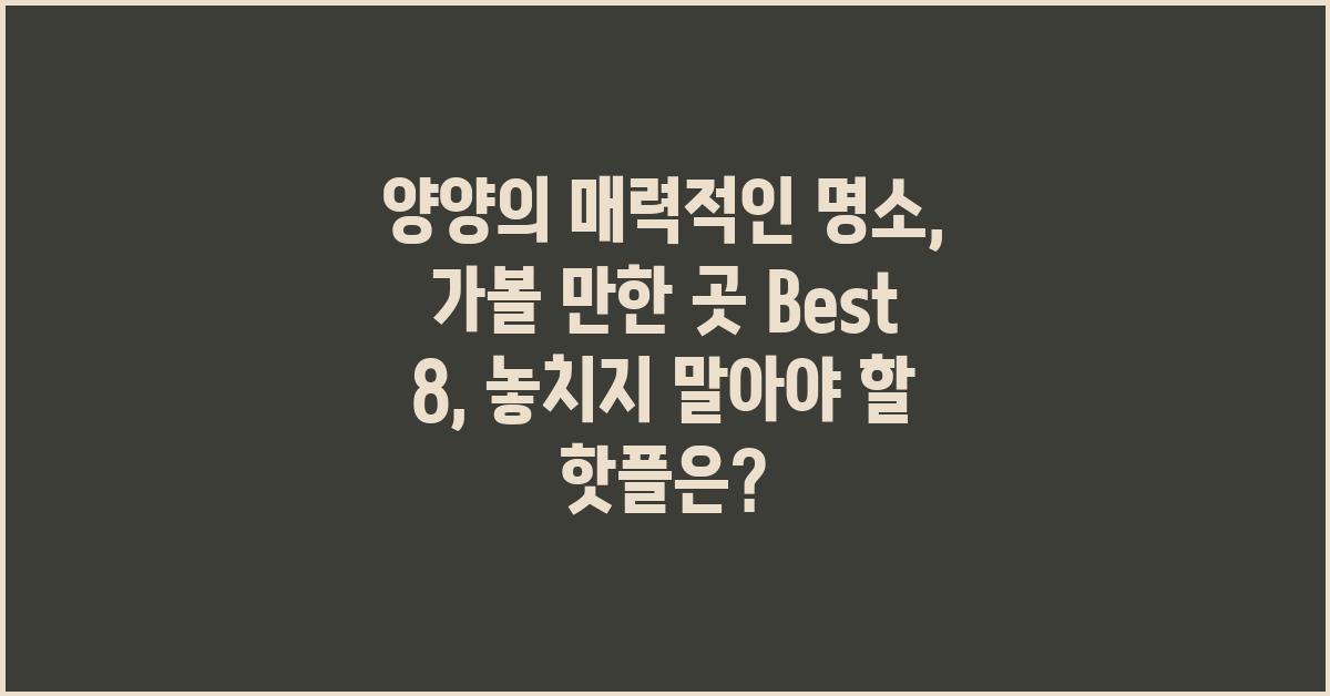 양양의 매력적인 명소: 가볼 만한 곳 Best 8