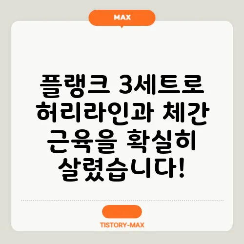 플랭크 3세트로 허리라인과 체간 근육을 확실히 살렸습니다!