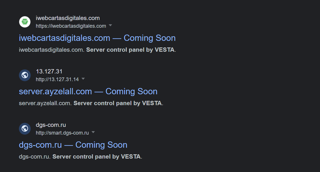 워드프레스 Server control panel by VESTA 오류 메시지가 표시되는 경우