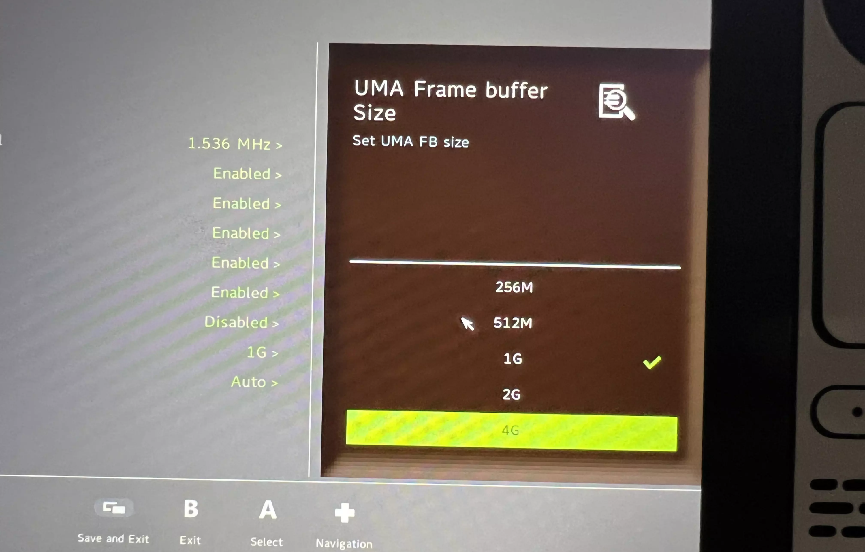 UMA Frame buffer Size 변경2