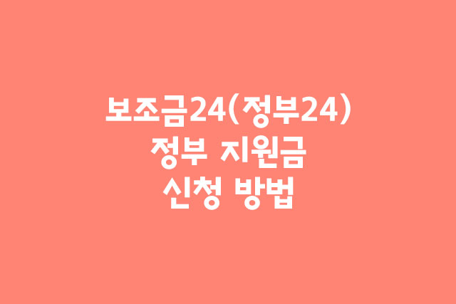 보조금24(정부24) 정부 지원금 신청 방법