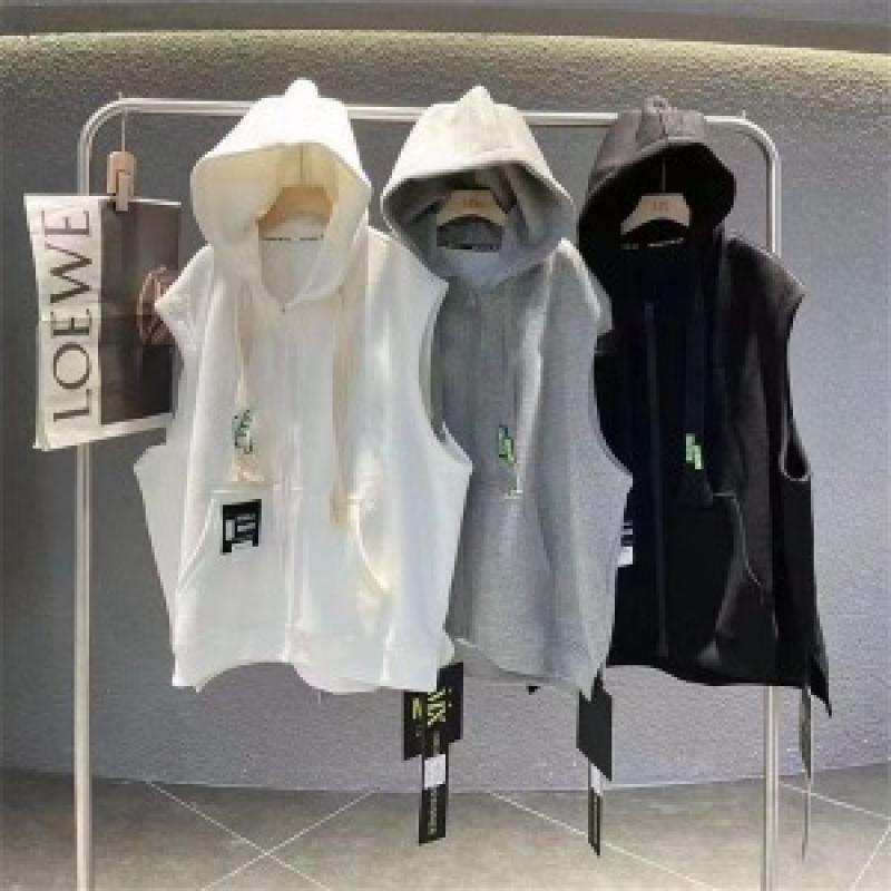 여성 조끼 민소매 후드 집업 맨투맨 조끼