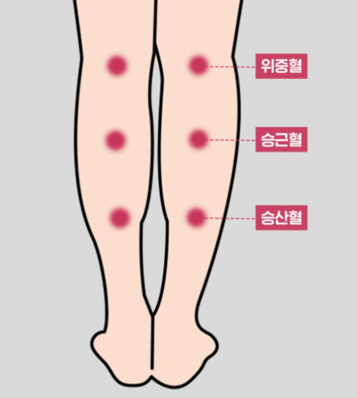 종아리-마사지-위중혈-승근혈-승산혈