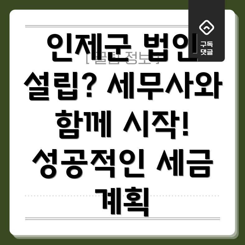 인제군 법인설립 세금 계획