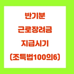  근로장려금 반기분 지급시기 단축