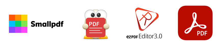 smallpdf, 알PDF, ezPDF, Adobe Acrobat 로고 모음