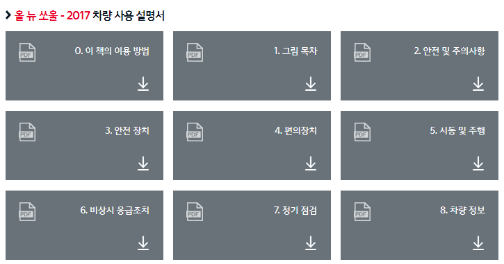 올뉴 쏘울 차량 매뉴얼 화면