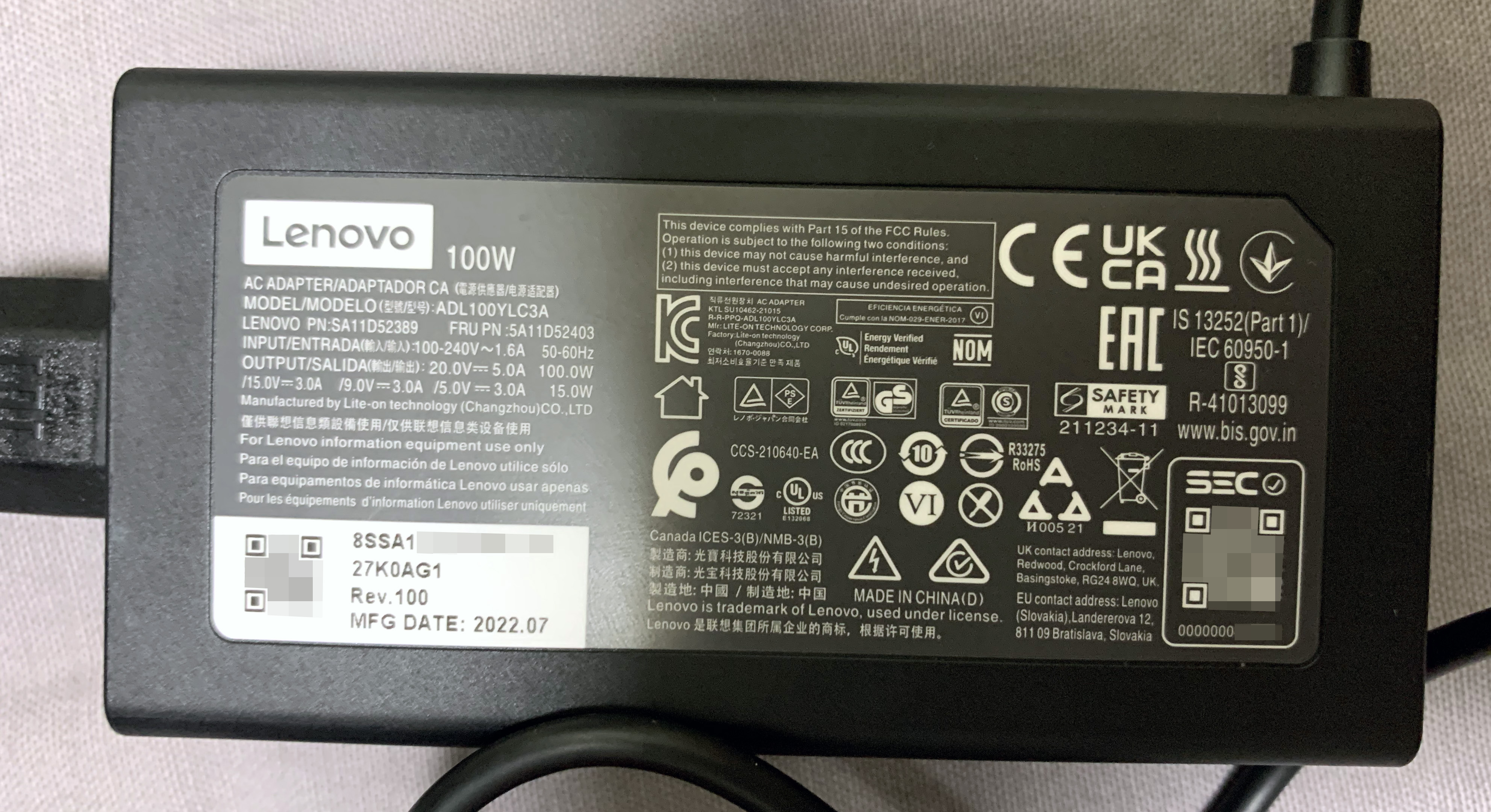 Lenovo ThinkBook 16 Gen 4+ ARA (21D1002EKR) AC Adapter