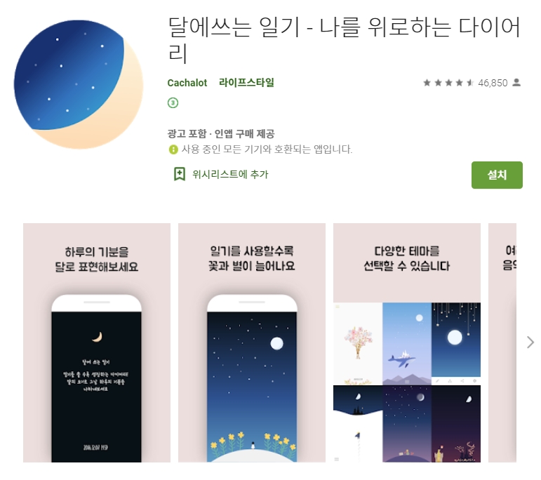  비밀 일기장 어플 추천 / 달에쓰는 일기 앱