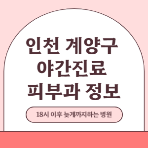 인천 계양구 야간진료 피부과 병원 (18시 이후 늦게까지하는 병원)