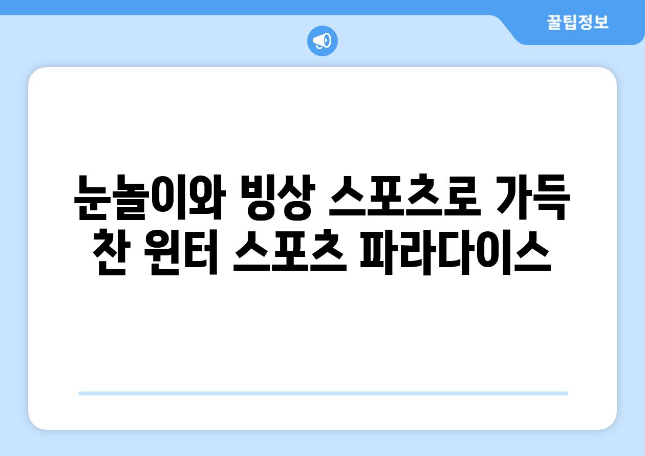 눈놀이와 빙상 스포츠로 가득 찬 윈터 스포츠 파라다이스