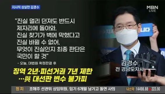 김경수 재판결과 징역2년