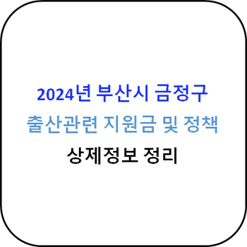  2024년 부산시 금정구 출산지원금 상세정보