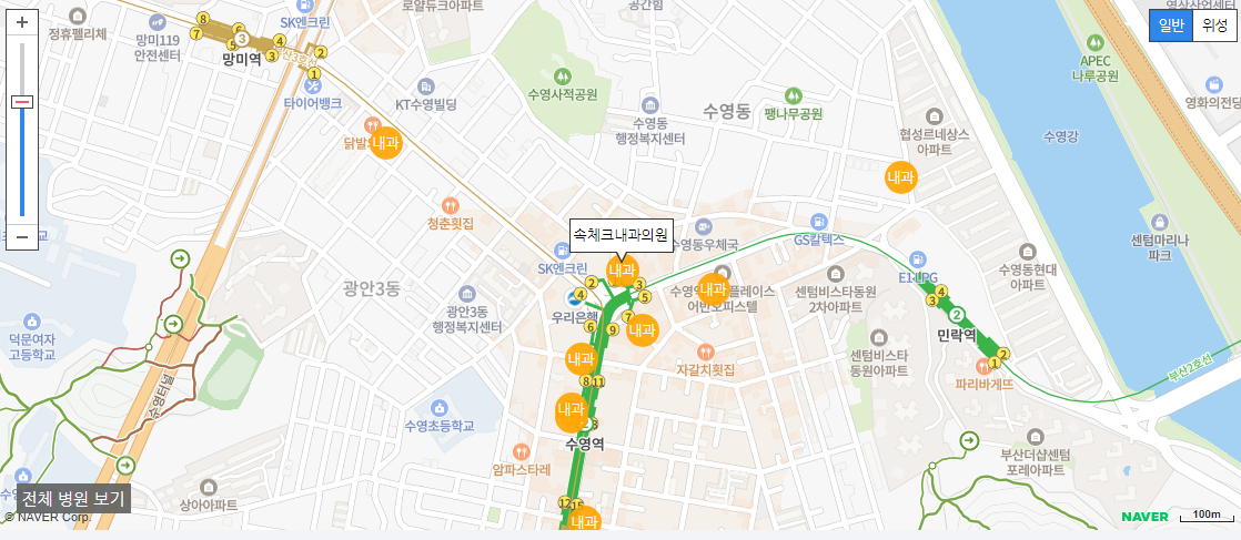 부산광역시 야간 진료 내과 병원 속체크내과의원