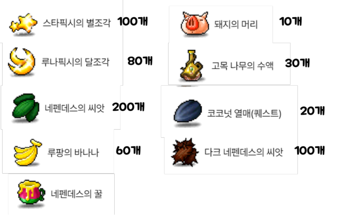 메이플랜드 본 헬름 퀘스트 재료 정리(코코넛 열매)