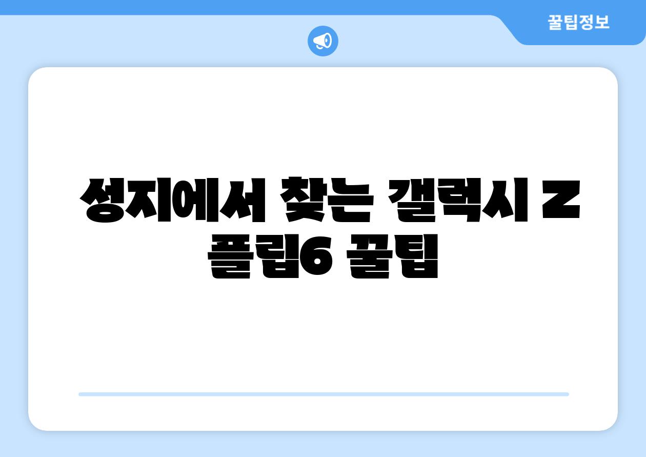  성지에서 찾는 갤럭시 Z 플립6 꿀팁