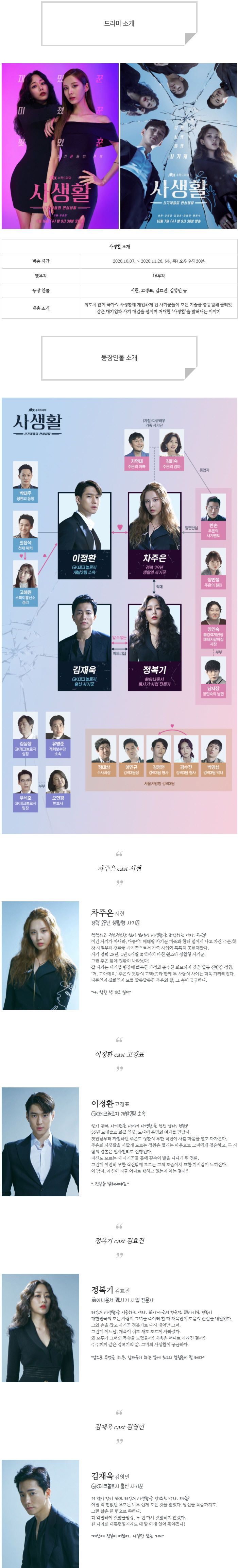  [수목드라마] 사생활 인물관계도, 몇부작, 정보 소개