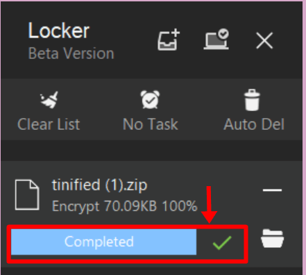 aeslocker 암호완료된 검은색 화면.