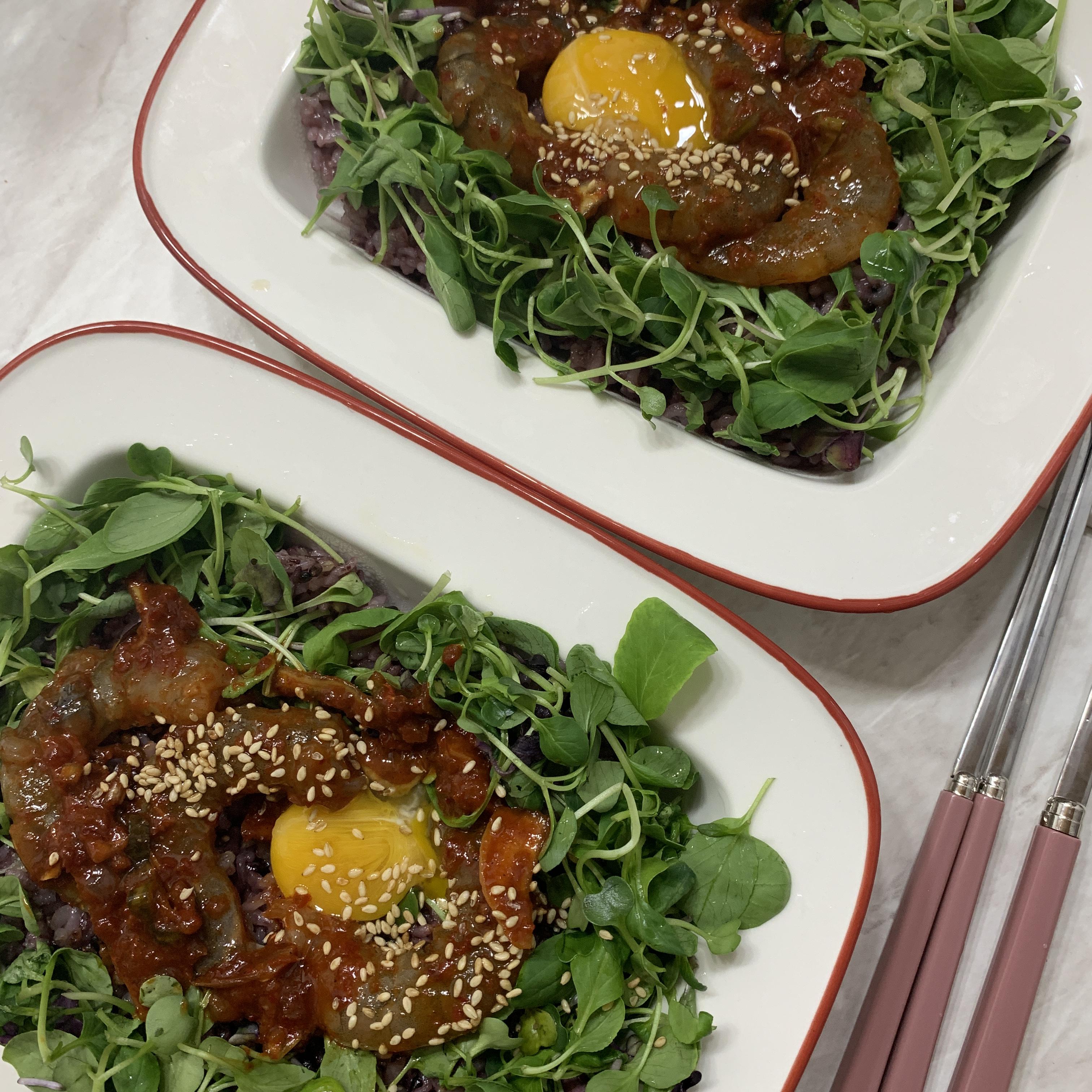  양념새우장 덮밥 맛있게 먹기