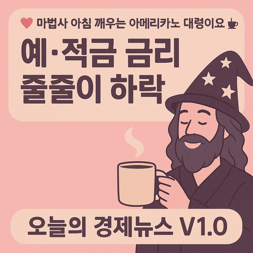 โ
ํ๊ตญ์ด (Korean)
์·์ ๊ธ ๊ธ๋ฆฌ ์ค์ค์ด ํ๋ฝ ์ธ๋ค์ผ: ๋ง๋ฒ์ฌ ์บ๋ฆญํฐ๊ฐ ์๋ฉ๋ฆฌ์นด๋
ธ๋ฅผ ๋ค๊ณ ๋ฏธ์ ์ง๋ ์ผ๋ฌ์คํธ, ํ๊ตญ์ ์๊ธ·์ ๊ธ ๊ธ๋ฆฌ ํ๋ฝ ๊ฒฝ์ ๋ด์ค ๊ฐ์กฐ
โ
์์ด (English)
Thumbnail for “Savings and Deposit Rates Dropping”: Illustration of a wizard smiling with an Americano, highlighting Korean economic news about falling savings and deposit interest rates
โ
์ค๊ตญ์ด (Chinese, Simplified)
“ๅจ่ๅๅฎๆๅญๆฌพๅฉ็ไธ้”็ผฉ็ฅๅพ๏ผๆฟ็็พๅผๅๅกๅพฎ็ฌ็ๅทซๅธๆๅพ๏ผ็ชๅบ้ฉๅฝๅจ่ๅๅฎๆๅญๆฌพๅฉ็ไธ้็็ปๆตๆฐ้ป
โ
์ผ๋ณธ์ด (Japanese)
ใ่ฒฏ้ใปๅฎๆ้ ้้ๅฉใฎไฝไธใใตใ ใใคใซ๏ผใขใกใชใซใผใใๆใฃใฆๅพฎ็ฌใ้ญๆณไฝฟใใฎใคใฉในใใ้ๅฝใฎ่ฒฏ้ใป้ ้้ๅฉไฝไธใฎ็ตๆธใใฅใผในใๅผท่ชฟ
โ
๋ฒ ํธ๋จ์ด (Vietnamese)
Hình thu nhแป “Lãi suแบฅt tiแบฟt kiแปm và tiแปn gแปญi giแบฃm”: Minh hแปa pháp sฦฐ cแบงm Americano cฦฐแปi, làm nแปi bแบญt tin tแปฉc kinh tแบฟ Hàn Quแปc vแป lãi suแบฅt tiแบฟt kiแปm và tiแปn gแปญi giแบฃm
โ
์คํ์ธ์ด (Spanish)
Miniatura “Caída de tasas de ahorro y depósitos”: Ilustración de un mago sonriendo con un Americano, destacando la noticia económica de Corea sobre la caída de las tasas de interés
โ
ํ๋์ค์ด (French)
Miniature “Baisse des taux d’épargne et de dépôt”: Illustration d’un magicien souriant tenant un Americano, mettant en avant l’actualité économique coréenne sur la baisse des taux d’intérêt