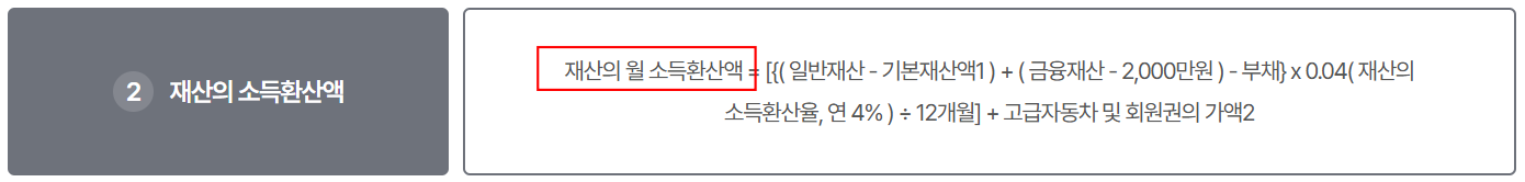 기초연금 재산의 소득환산액 계산방법