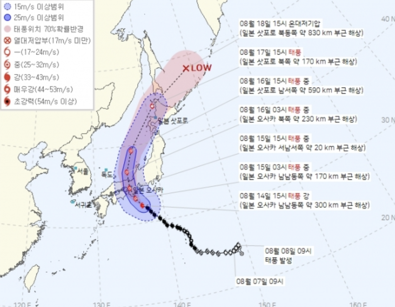 태풍 예상 경로