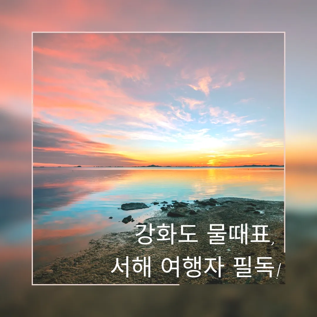  강화도 물때표, 서해 여행자 필독!