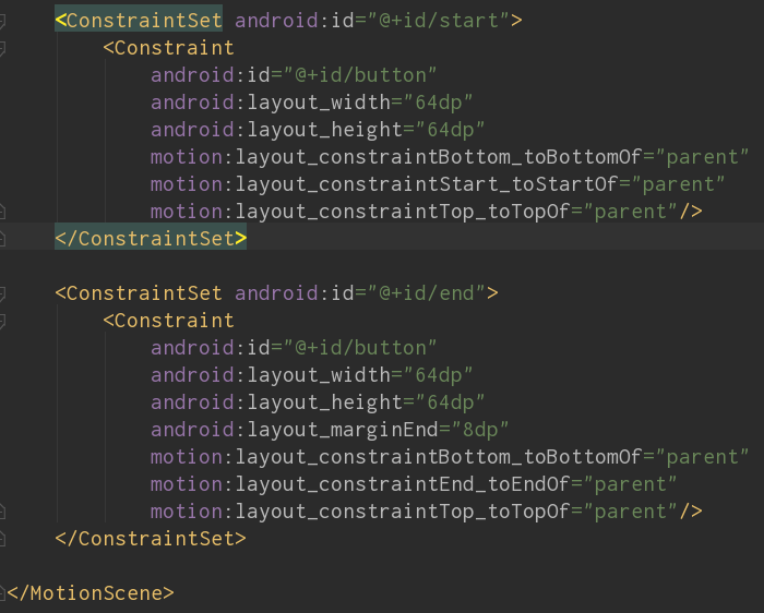 [Android/java] MotionLayout 예제(touch and drag horizontally) 따라하기