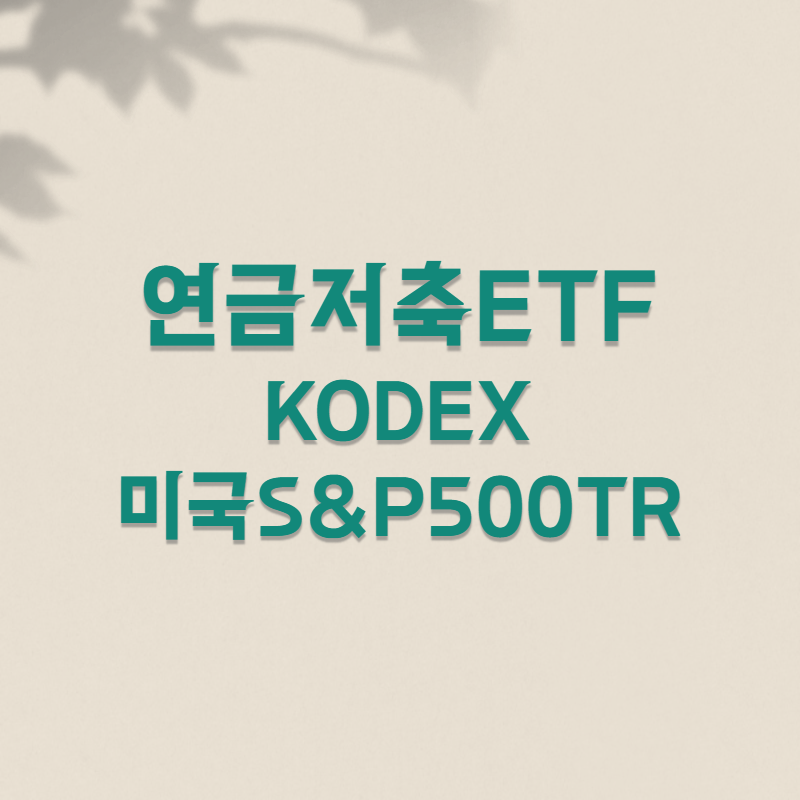  연금저축펀드 ETF, KODEX 미국S&P500TR, 담아둘만한 ETF
