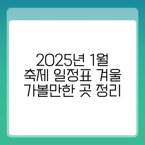 2025년 1월 축제 일정표 겨울 가볼만한 곳 정리