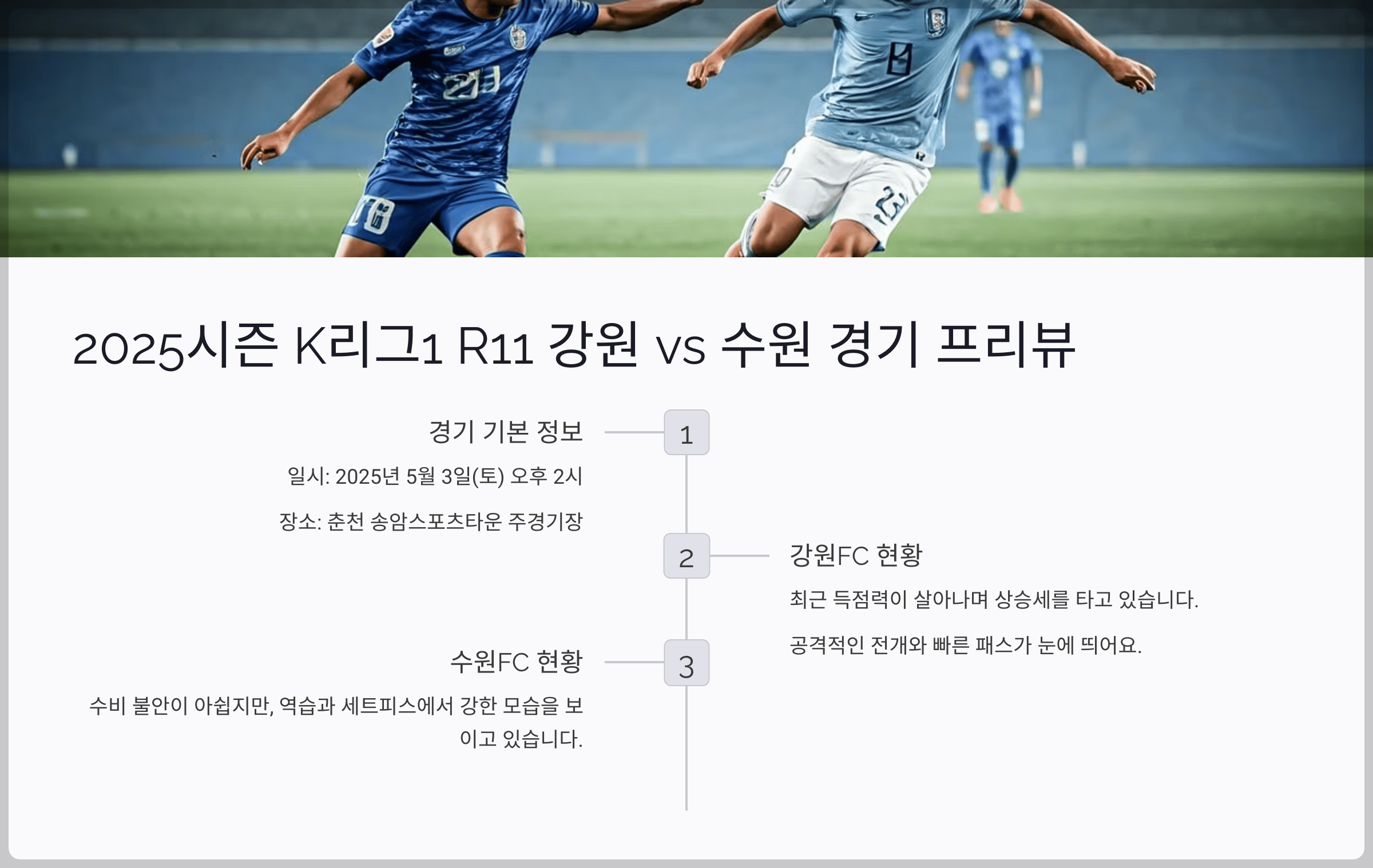 2025시즌 K리그1 R11 강원 vs 수원 경기 프리뷰