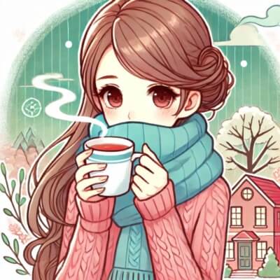 따뜻한 차를 마시는 여성