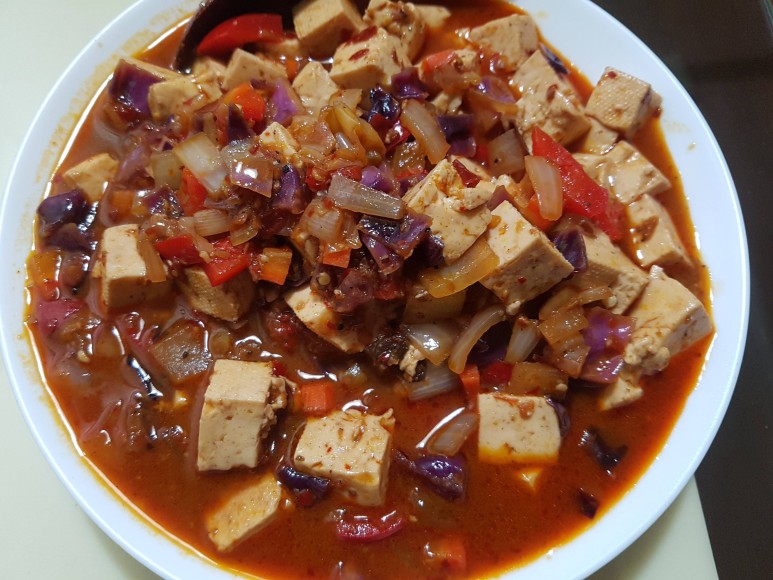 없이 마라 소스로 간단하게 만들기(Mapo Tofu) 비건 마파두부 - 두반장