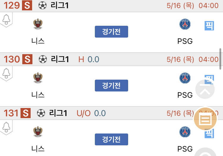 [진짜총판] 5월16일 니스 VS PSG 축구분석
