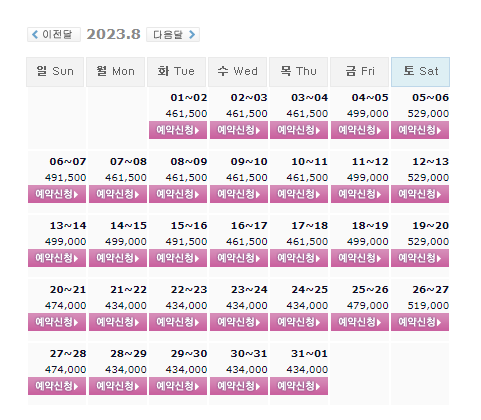  8월, 웰리힐리CC 1박2일 골프패키지 가격 및 날씨