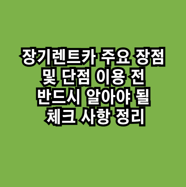 장기렌트카주요장점및단점