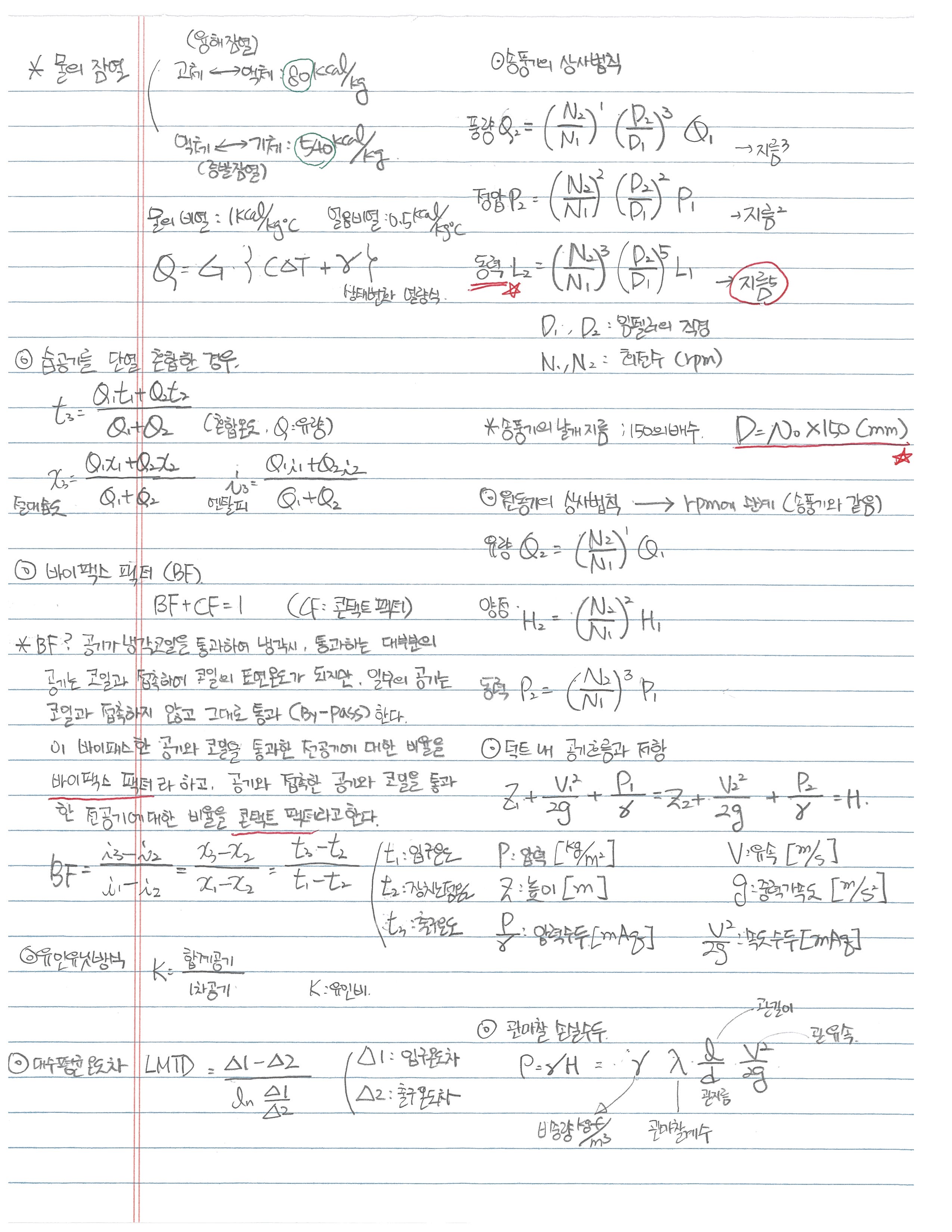 공조냉동기계기사 필기 요점정리