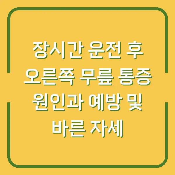 장시간 운전 후 오른쪽 무릎 통증 원인과 예방 및 바른 자세