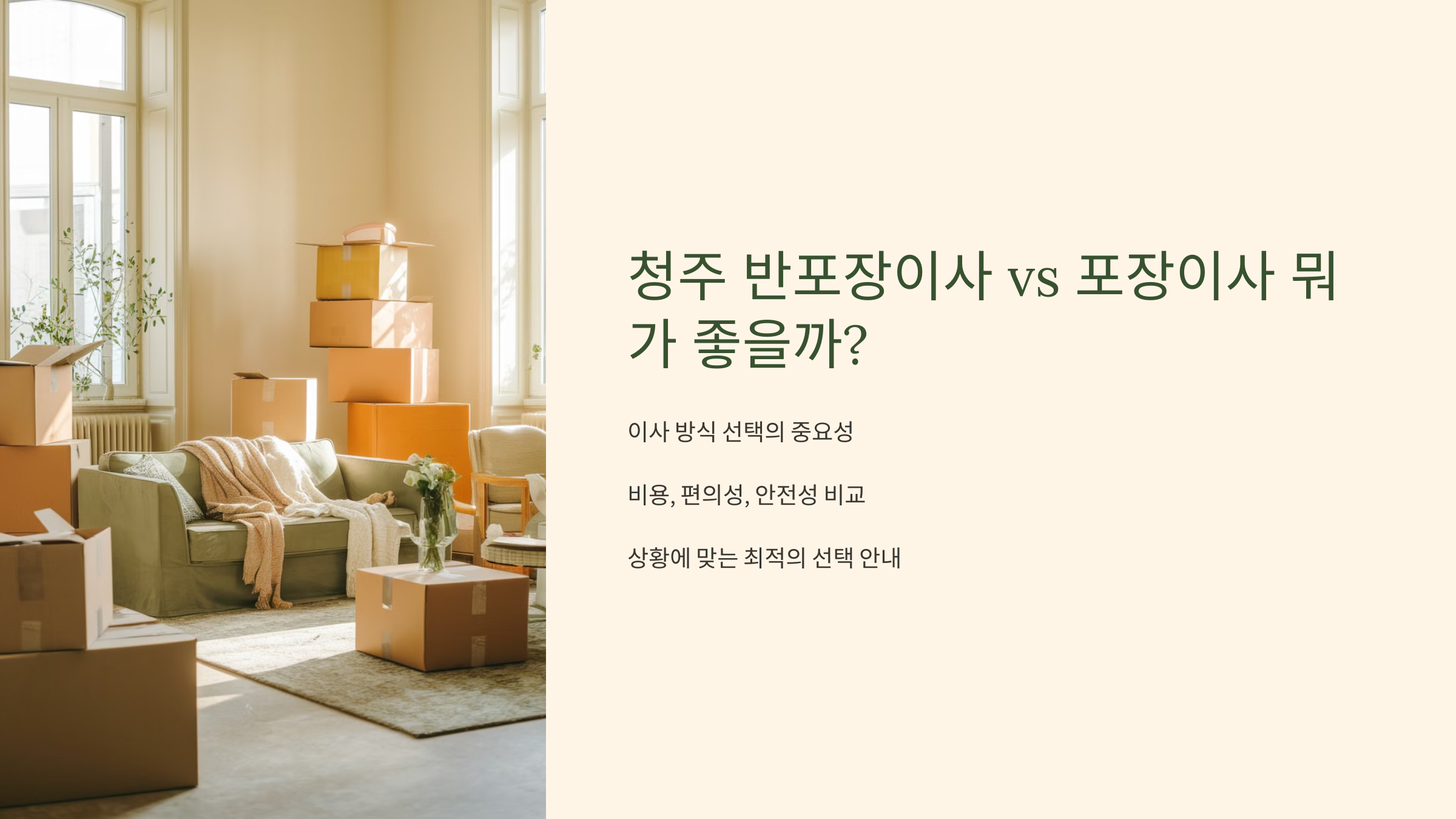 청주 반포장이사 vs 포장이사 뭐가 좋을까?