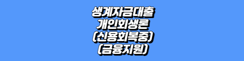 생계자금대출&#44; 개인회생론 (신용회복중 금융지원)