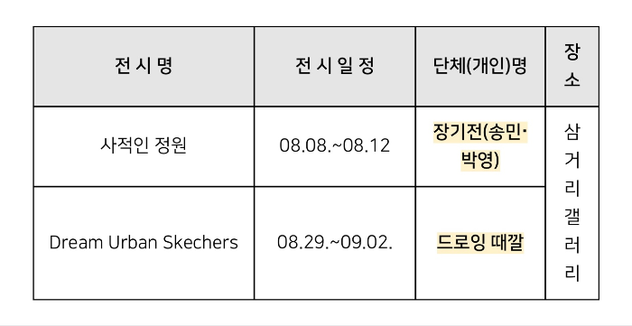 삼거리갤러리전시일정