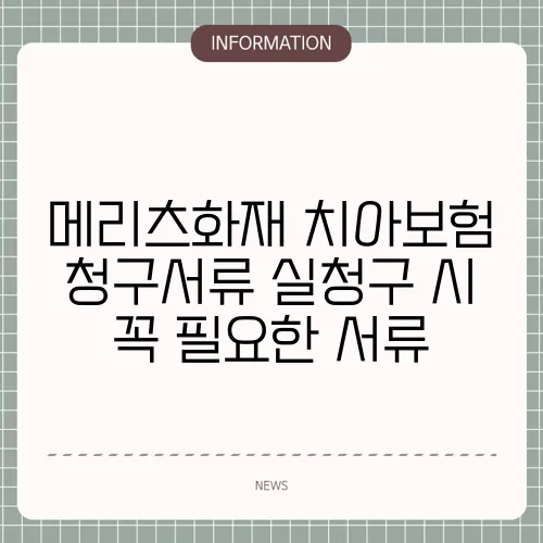 메리츠화재 치아보험 청구서류 실청구 시 꼭 필요한 서류