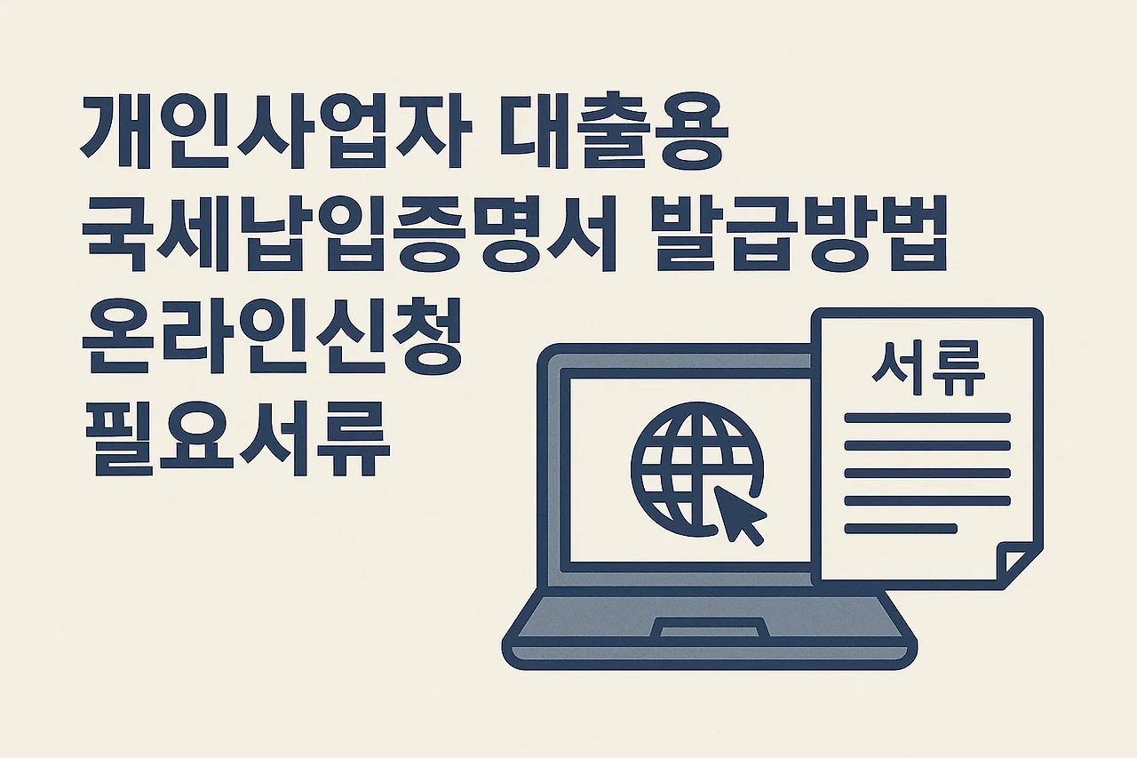 개인사업자 대출용 국세납입증명서 발급방법, 온라인신청, 필요서류 안내 이미지