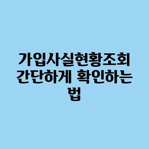 가입사실현황조회 간단하게 확인하는 법