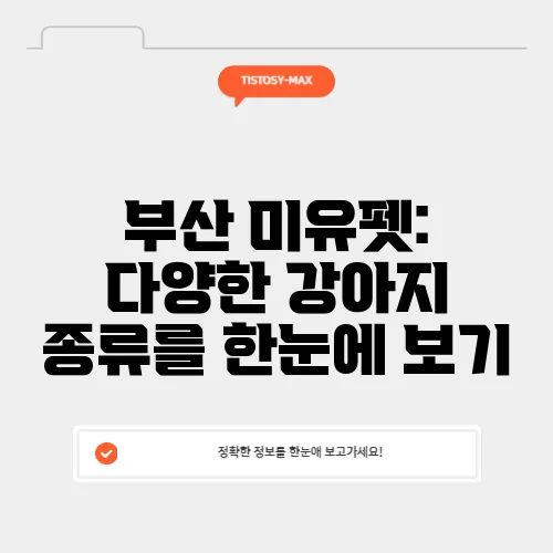 부산 미유펫: 다양한 강아지 종류를 한눈에 보기
