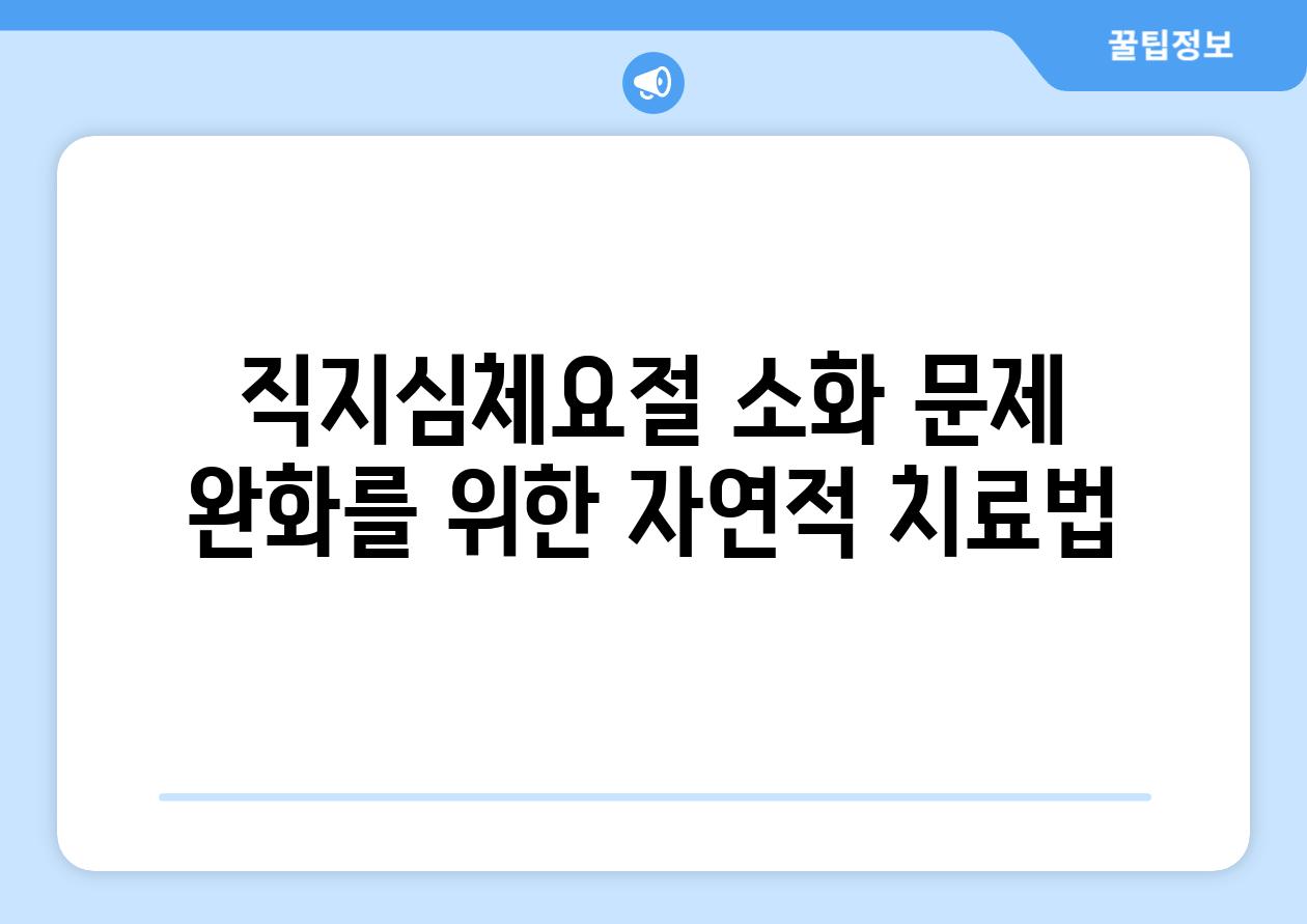 직지심체요절 소화 문제 완화를 위한 자연적 치료법