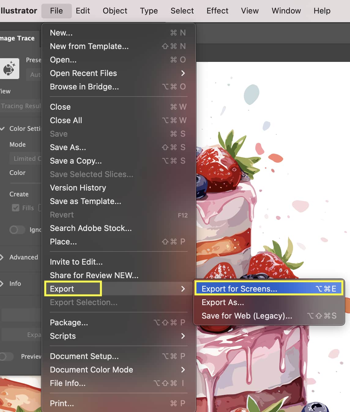 how to save 300dpi png in adobe illustrator using export for screens